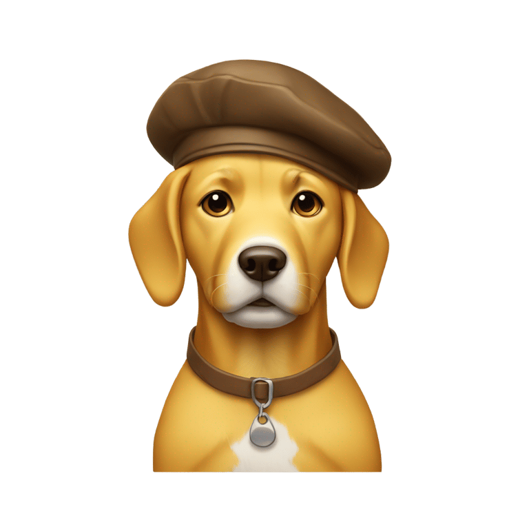 genmoji：黄色狗狗戴棕色贝雷帽