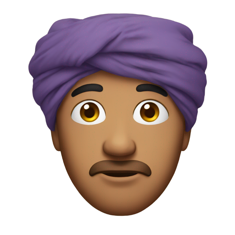 genmoji：戴头巾的失望男人脸