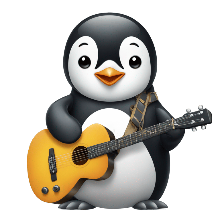 genmoji：A penguin playing guitar