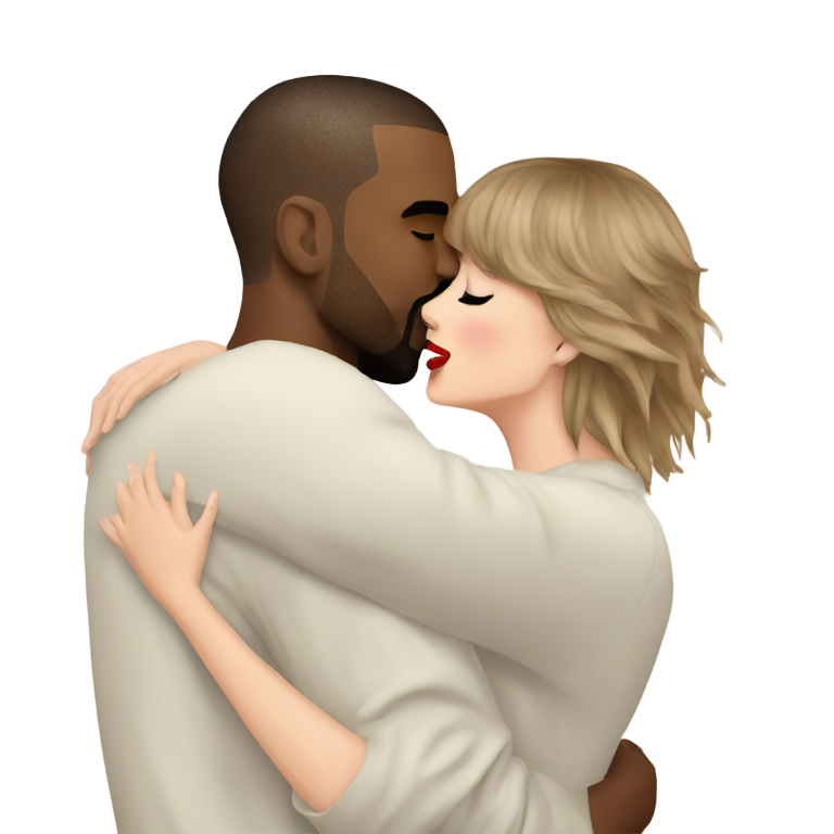 genmoji : Taylor Swift embrassant Kanye West