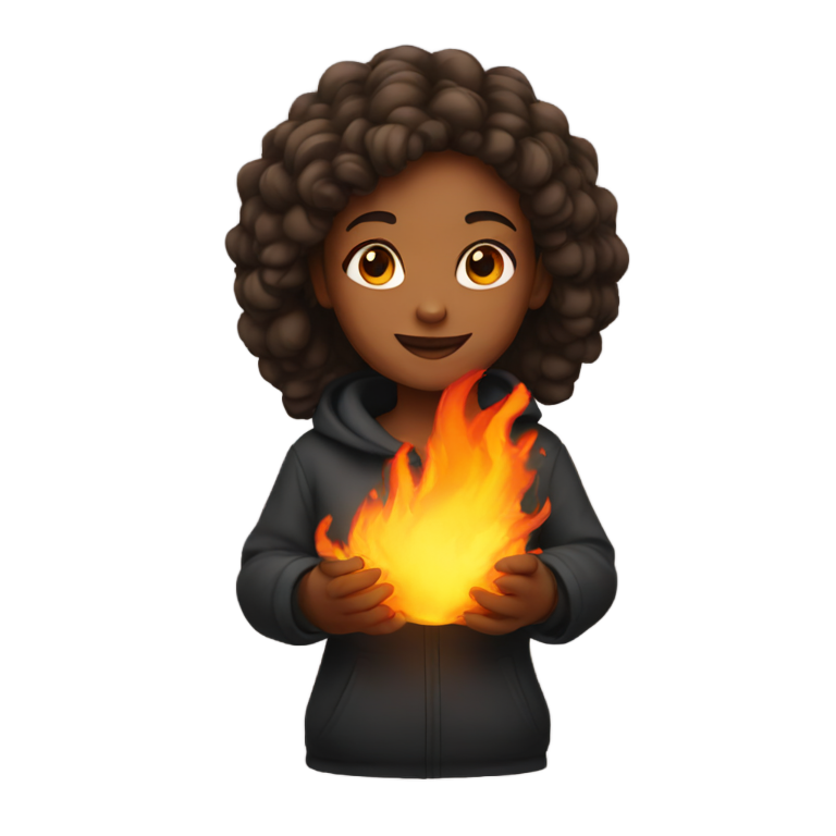 genmoji: girl with fire