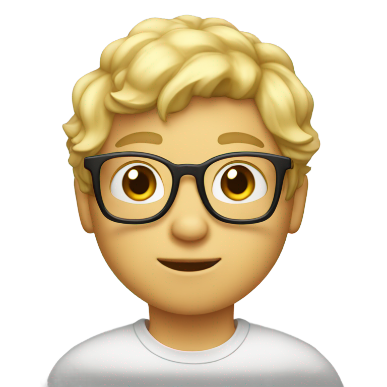 genmoji : Kipton, mais un enfant aux cheveux blonds et portant des lunettes.