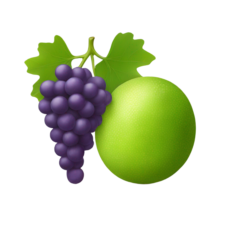 genmoji: A bundle of grapes with two pieces of lime on it
