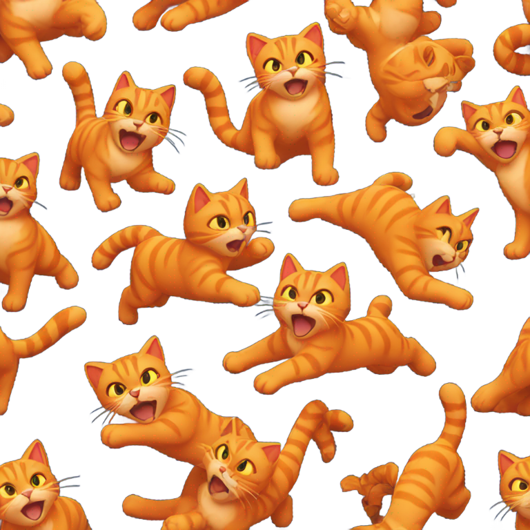 絵文字：赤い猫が戦う