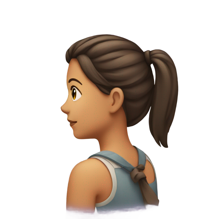 genmoji：女孩背对镜头回头看