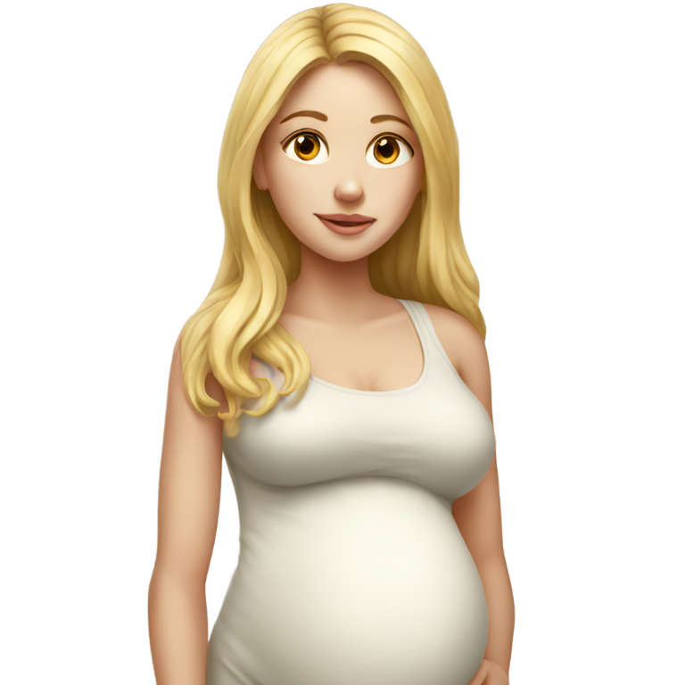 genmoji: pregnant blonde girl with long hair realistic