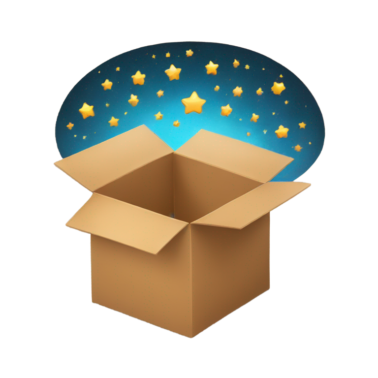 genmoji：打开的棕色盒子，星星飞出