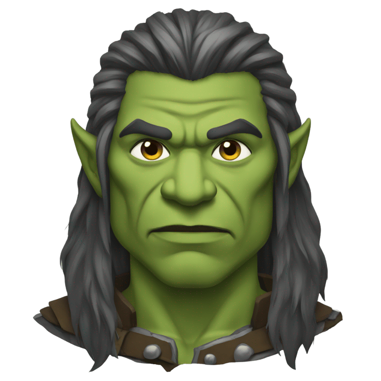 genmoji : An orc warrior with long hair
