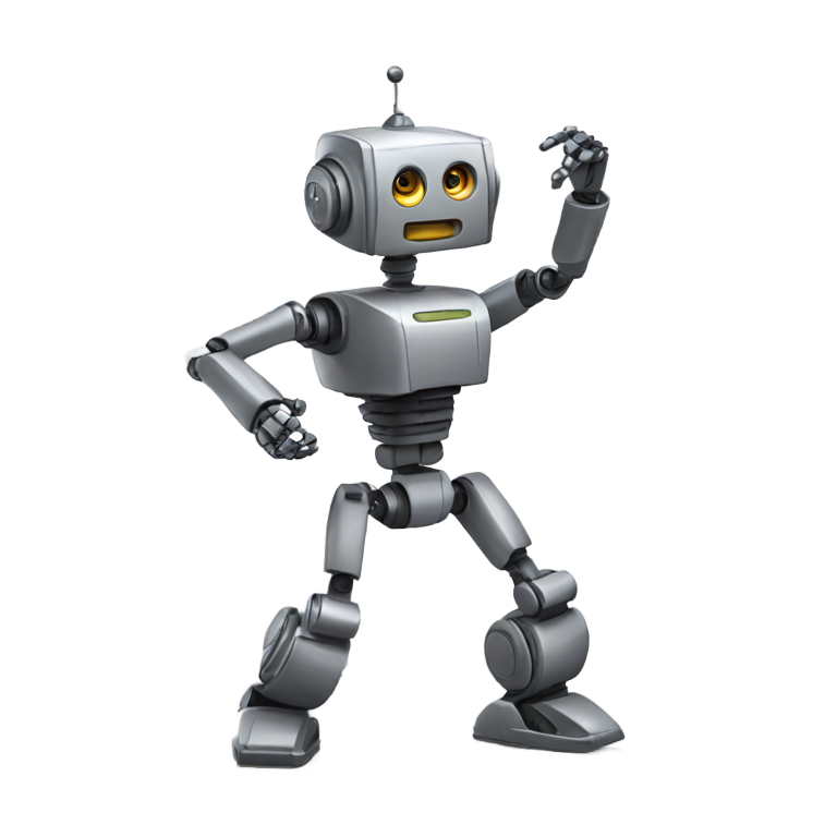 genmoji：Gray words "Robot dancing"