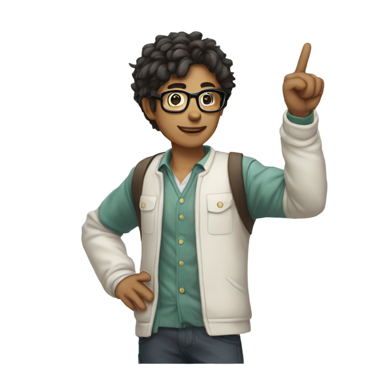 genmoji: nerd with finger up + anime outfit