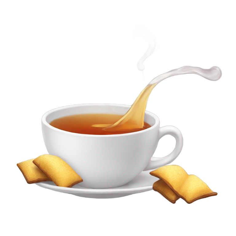 genmoji : Émoji « renverser du thé » – Une tasse de thé qui se renverse partout, car vous êtes sur le point de révéler des ragots brûlants.