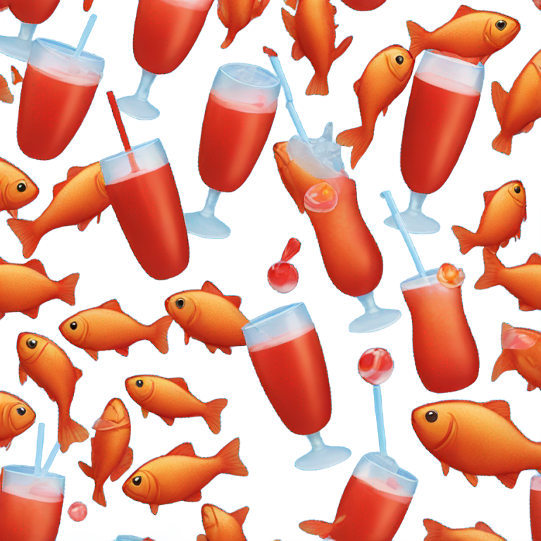 genmoji : Boisson bleue avec bonbon poisson rouge au restaurant Chilis