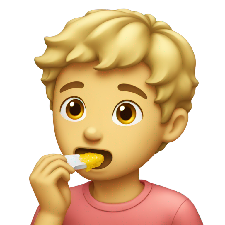 genmoji : Garçon mangeant de la colle