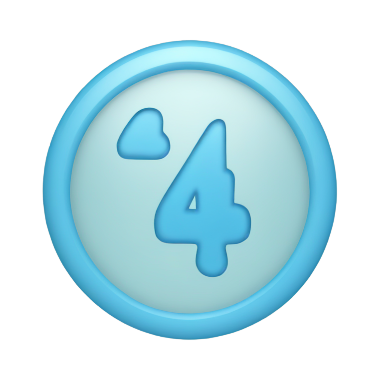genmoji : Le chiffre quatre entouré d'un cercle, tout en bleu clair.