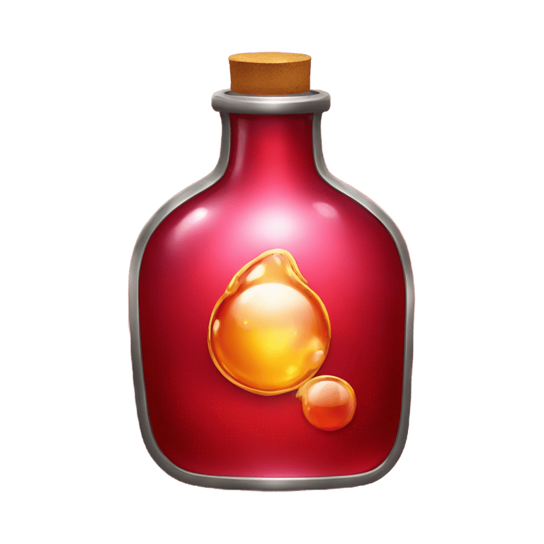 genmoji：一瓶金属红色魔力液体