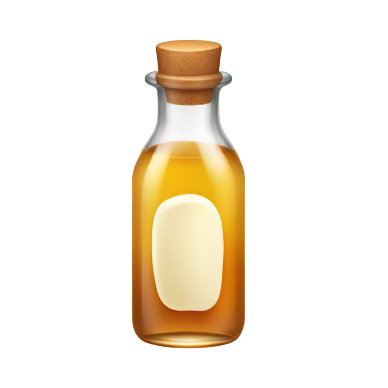 genmoji: small glass bottle of vanilla essence with amber liquid inside