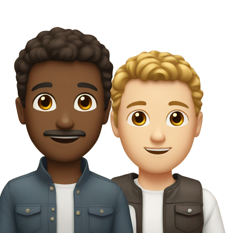 genmoji：一个有胡子的棕色男孩和一个棕色头发的白人男孩