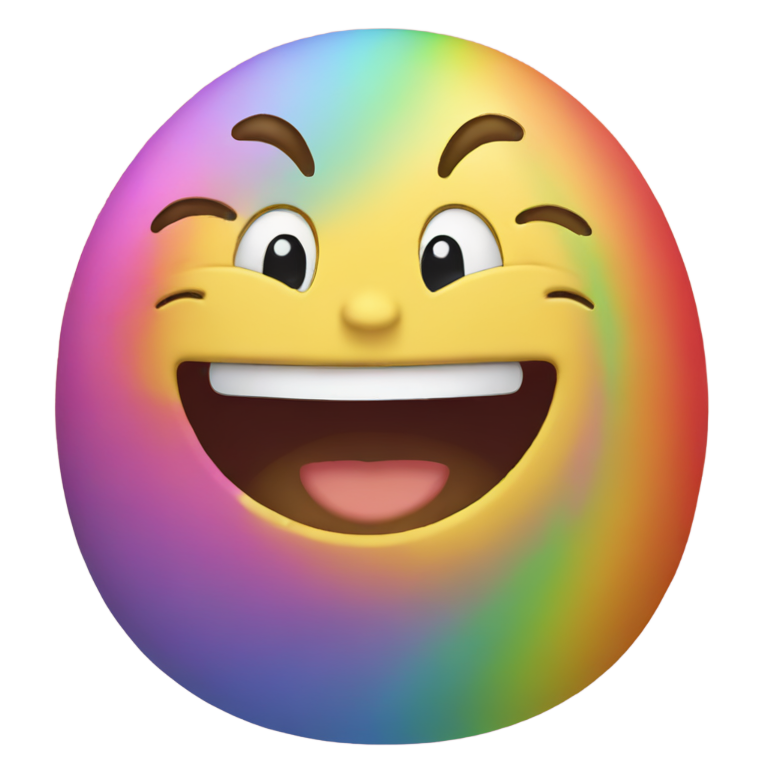 genmoji: A laughing emoji with rainbow skin