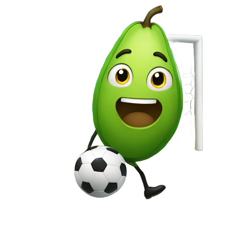 絵文字：アボカドがサッカーをしている