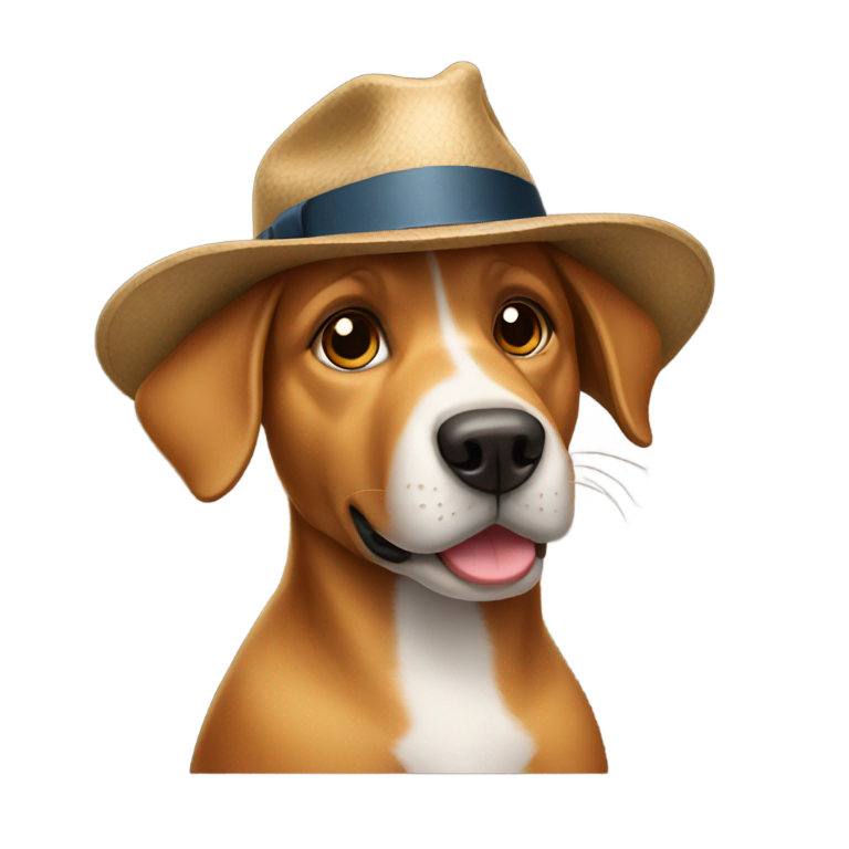 genmoji : Chien avec un chapeau Fedora