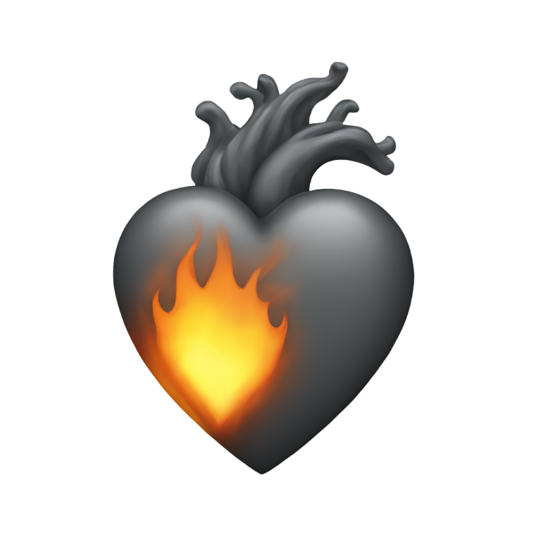 genmoji : Cœur gris foncé flamboyant