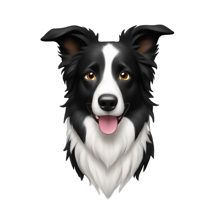 絵文字：Border collie dog black and white