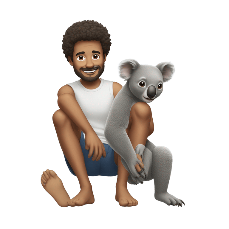 genmoji: man with koala on his leg