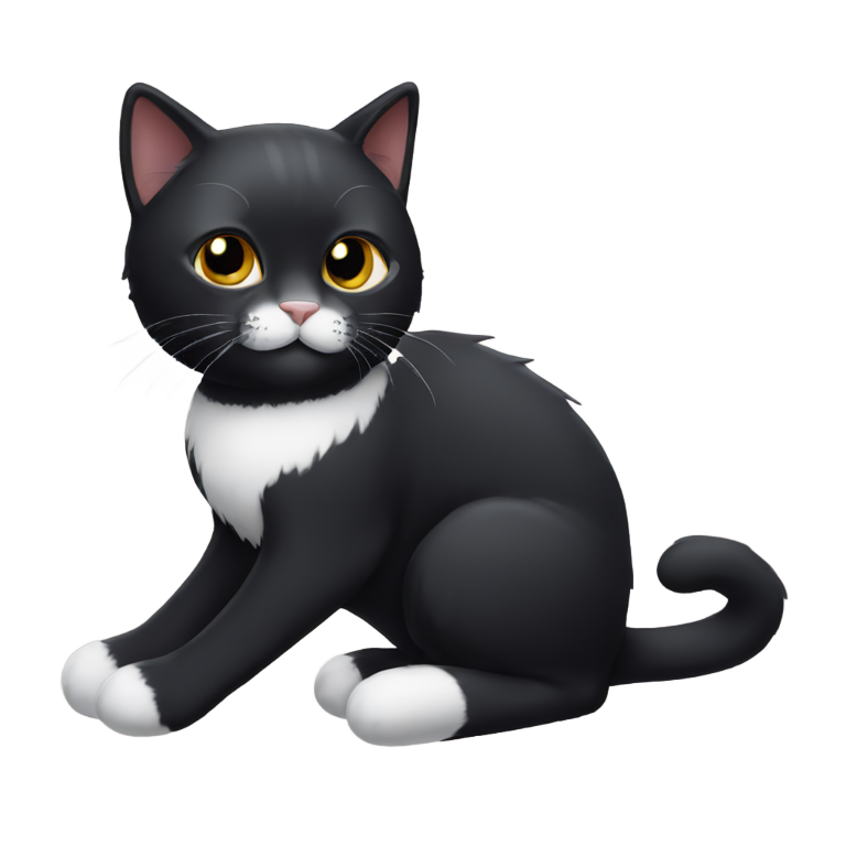genmoji: black cat wearing white socks