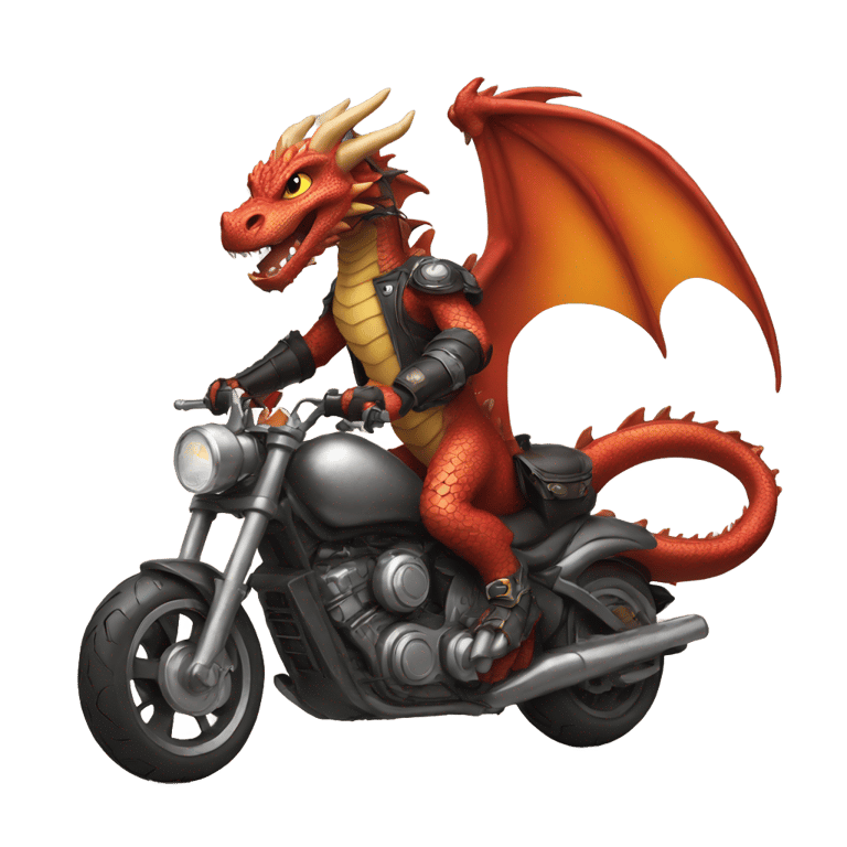 genmoji: Dragon riding a motorcyle