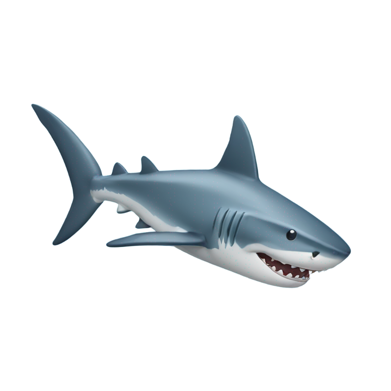 genmoji：一只穿着蓝色运动鞋的鲨鱼