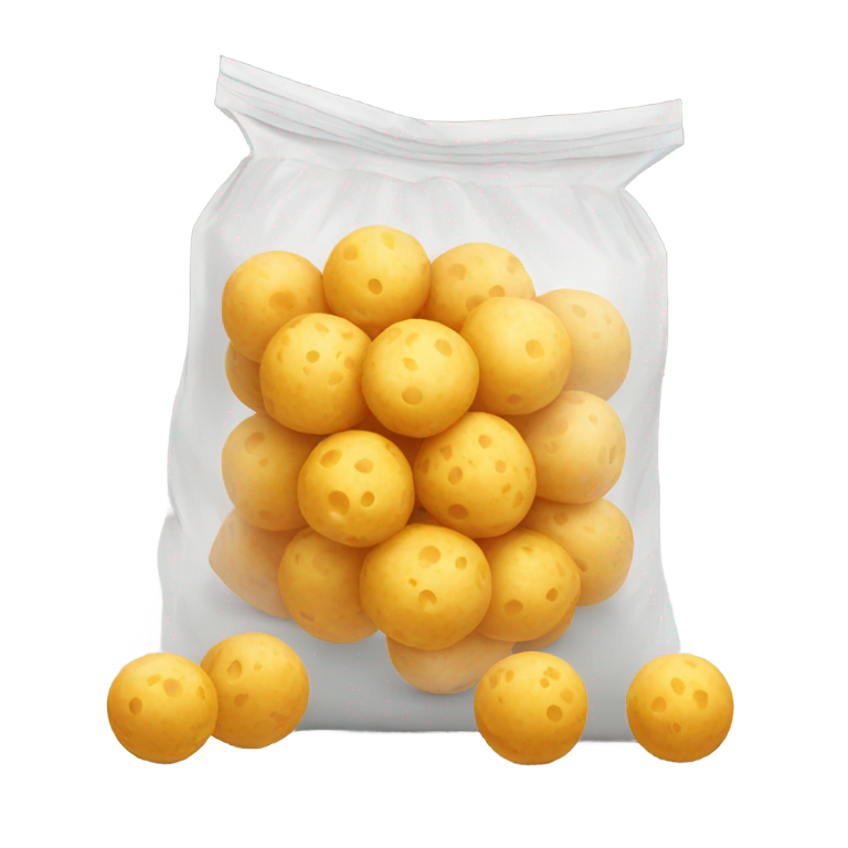 genmoji: cheese balls in a bag
