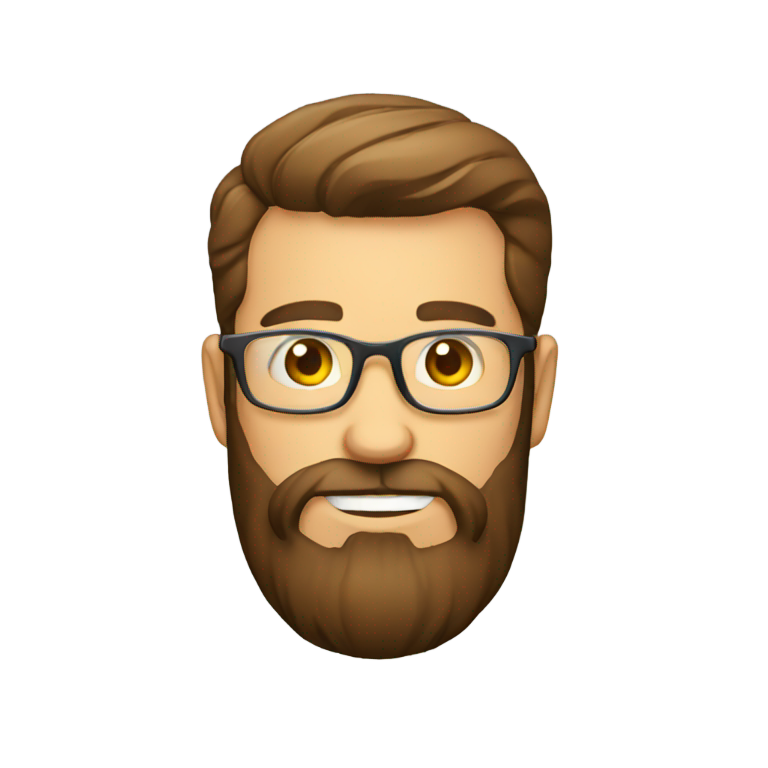 genmoji: bearded man with glass making -_- face