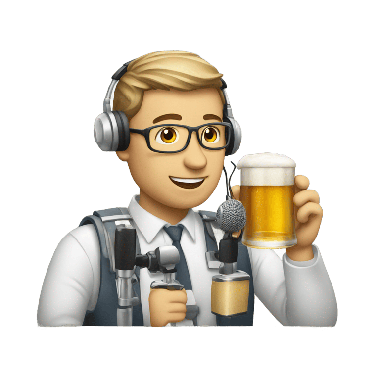 絵文字：a radio moderator with beer