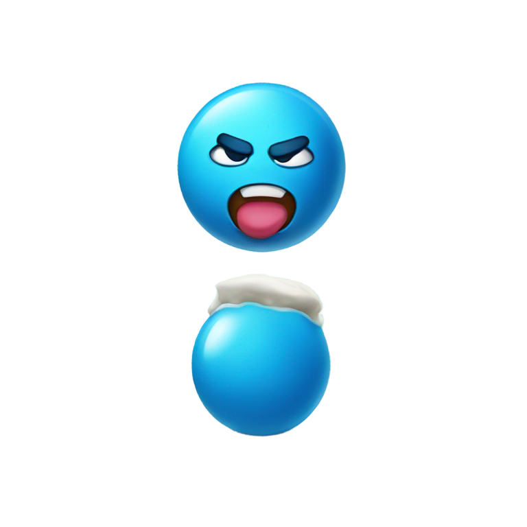 genmoji：一个带有愤怒表情的蓝色口香糖球