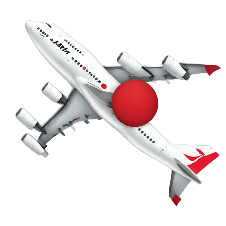 genmoji: Japan airlines boeing 747, red and black.