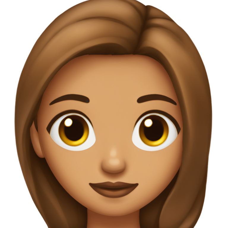genmoji : Fille aux cheveux ondulés longs, bruns foncés, pas trop frisés, avec une peau couleur cannelle claire, des yeux marrons et un peu de maquillage.