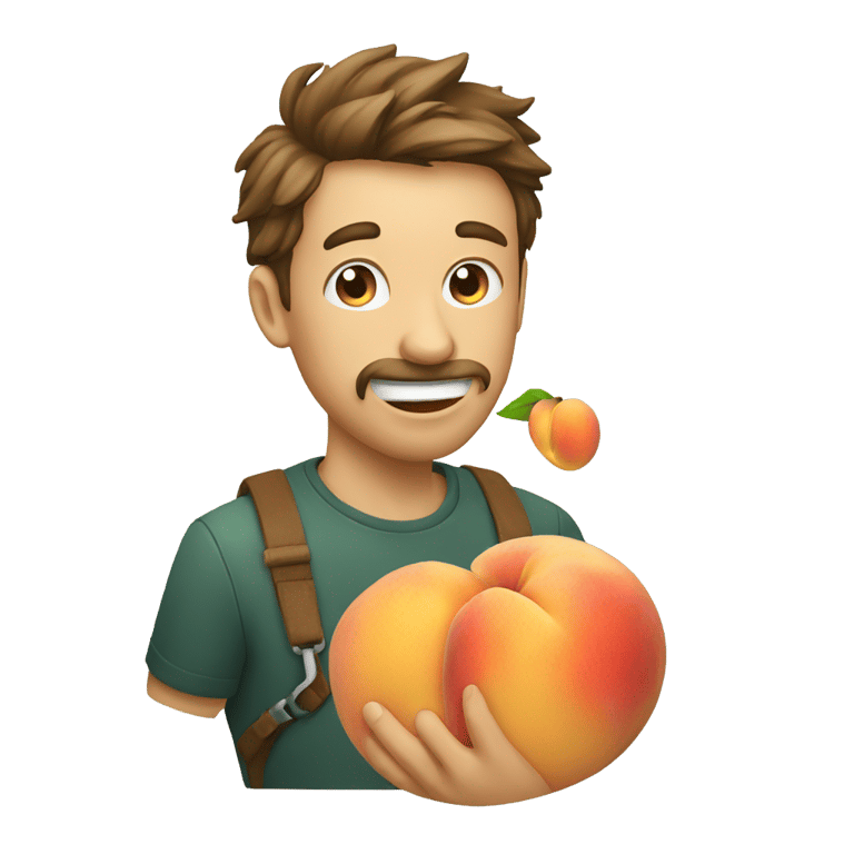 genmoji：Man biting a peach