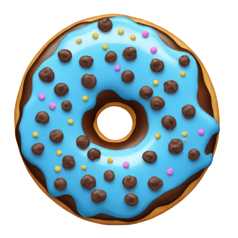 絵文字：ブルードーナツ チョコチップとスプリンクル入り