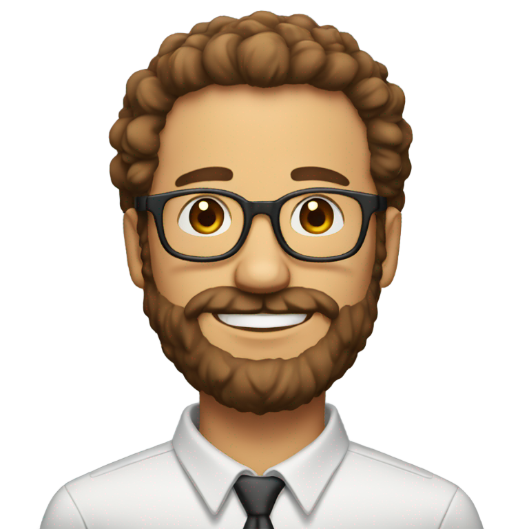 genmoji：棕色蓬松头发但发际线后移的男人，留胡子，戴眼镜，鼻子旁有痣。