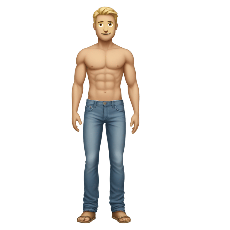 絵文字：white man jeans shirtless