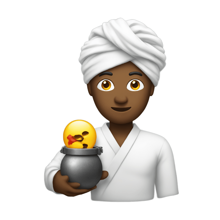 genmoji : Émoji en turban blanc tenant une bombe