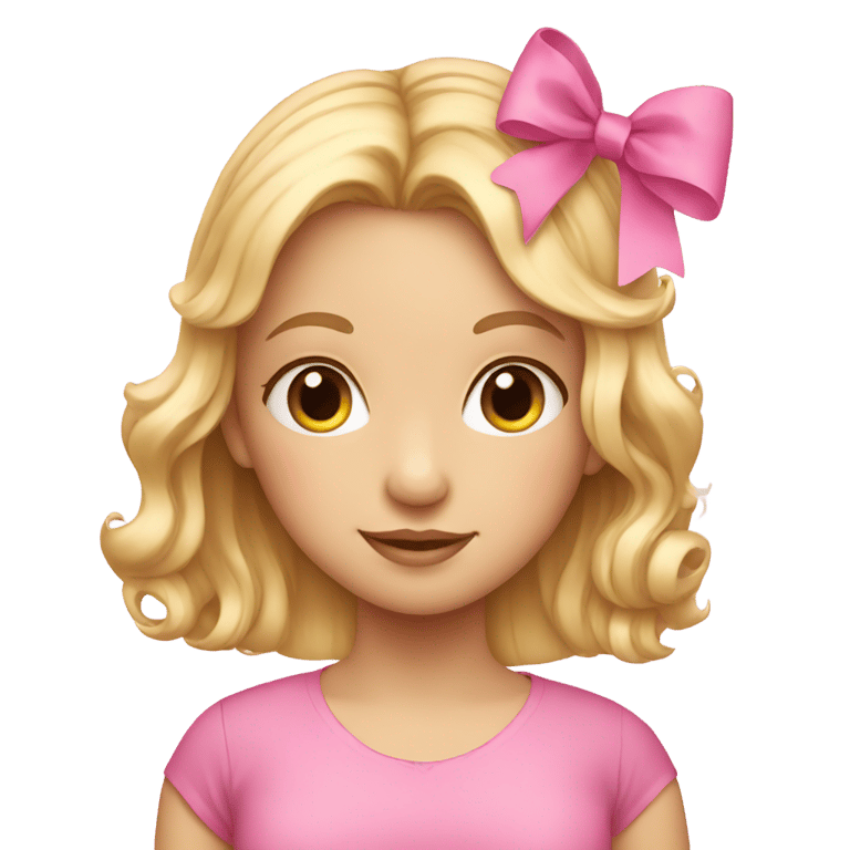 genmoji: girl with a pink bow and blonde hair