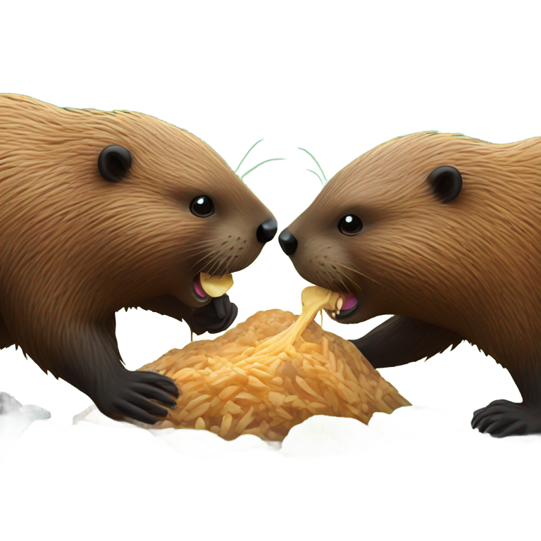 genmoji：两只貂熊正在啃食睾丸