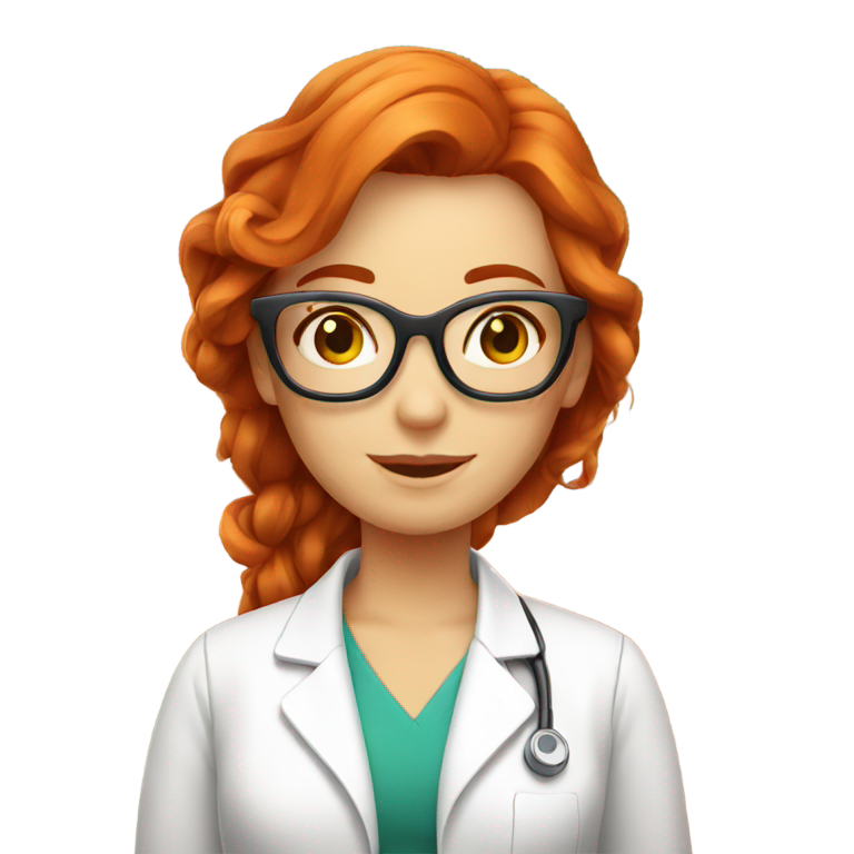 genmoji : Médecin roux sur une plage