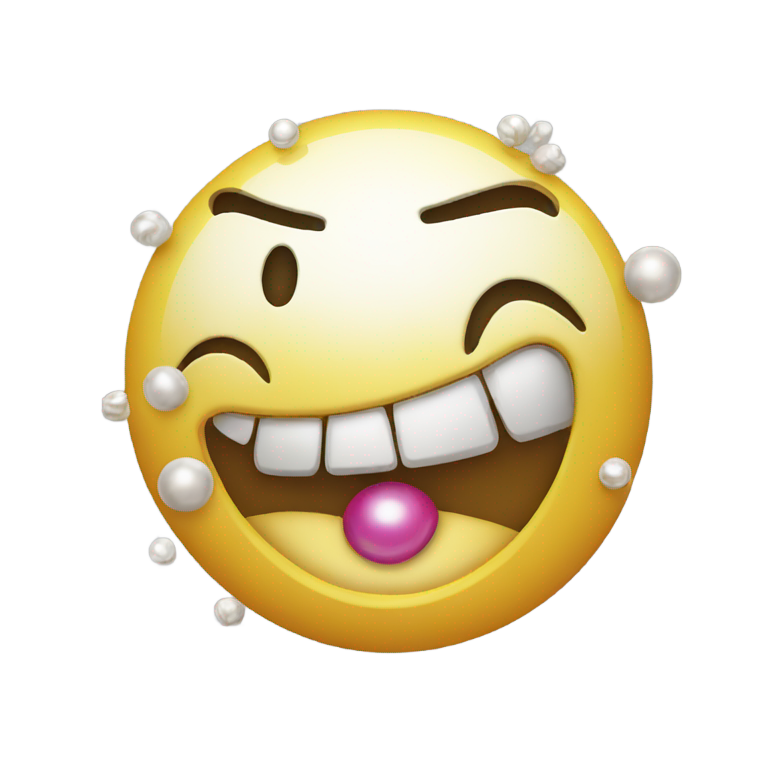 genmoji：惊恐中紧握珍珠项链的笑脸，他们很震惊。