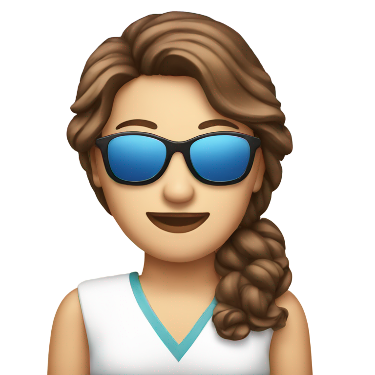 genmoji: A cruise ship with brown hair and sunglasses
