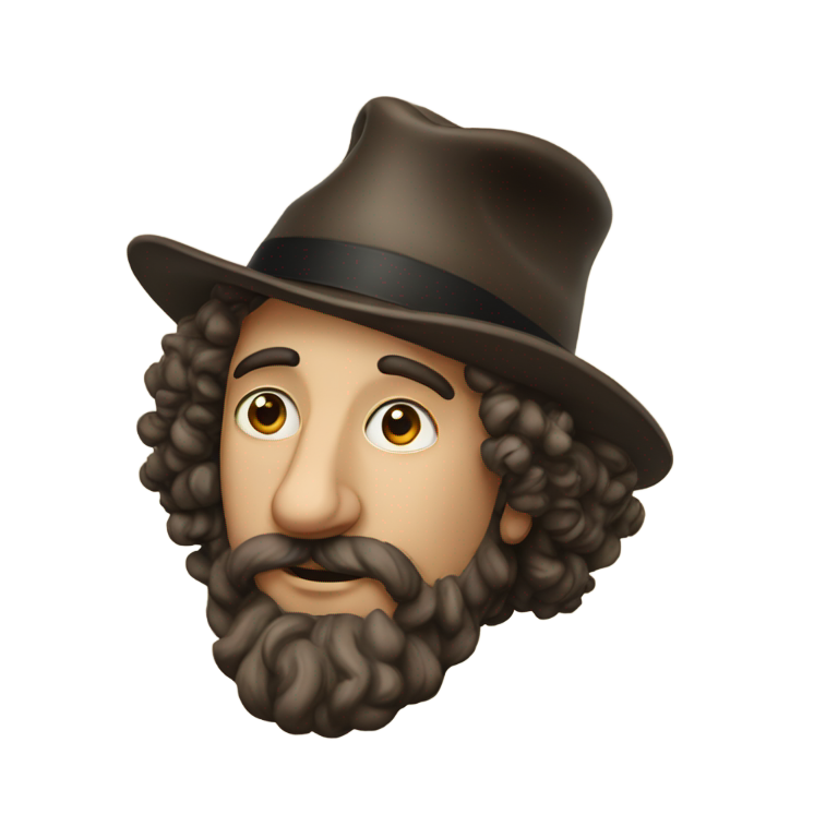 genmoji：Stereotypical Jew with long nose and Jew hat curly hair