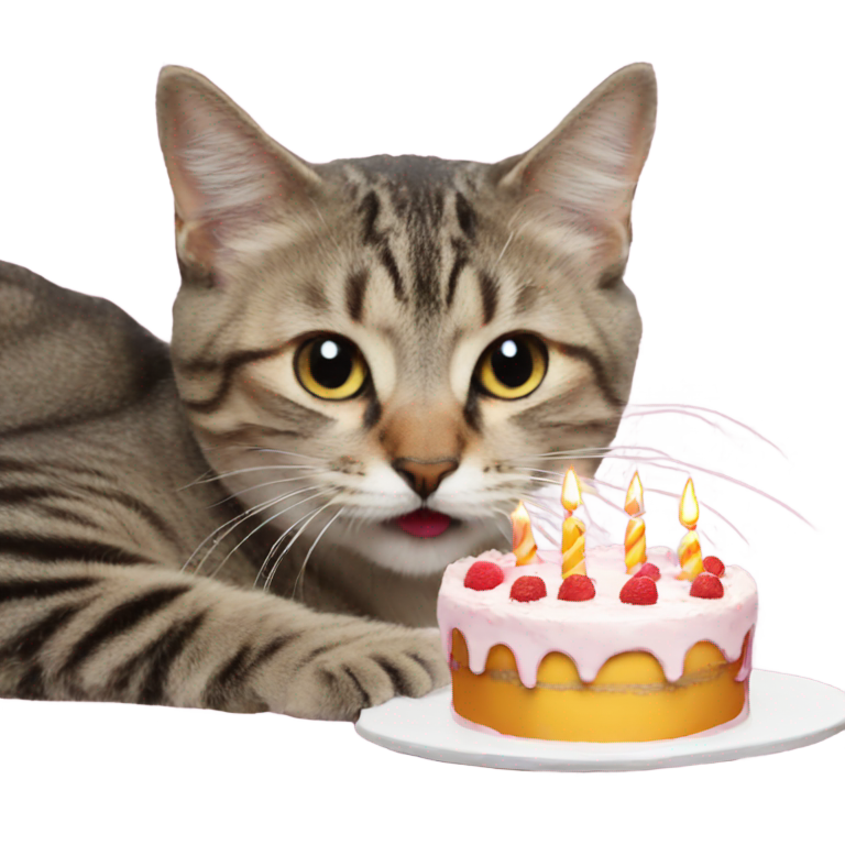 genmoji : Un chat léchant votre gâteau d'anniversaire