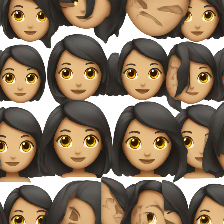 絵文字：黒髪のストレートヘアの褐色の女性