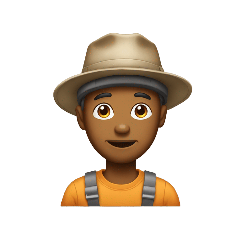 genmoji : Draw a brown silly man with a bucket hat